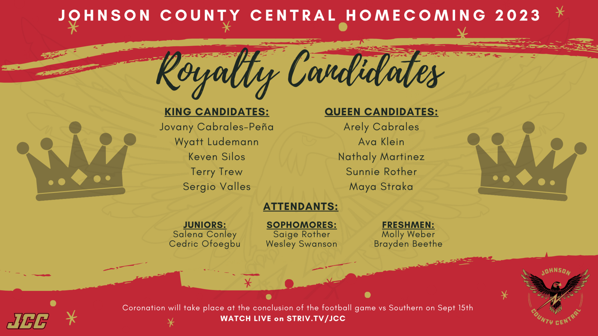 2023 JCC Homecoming Royalty Candidates