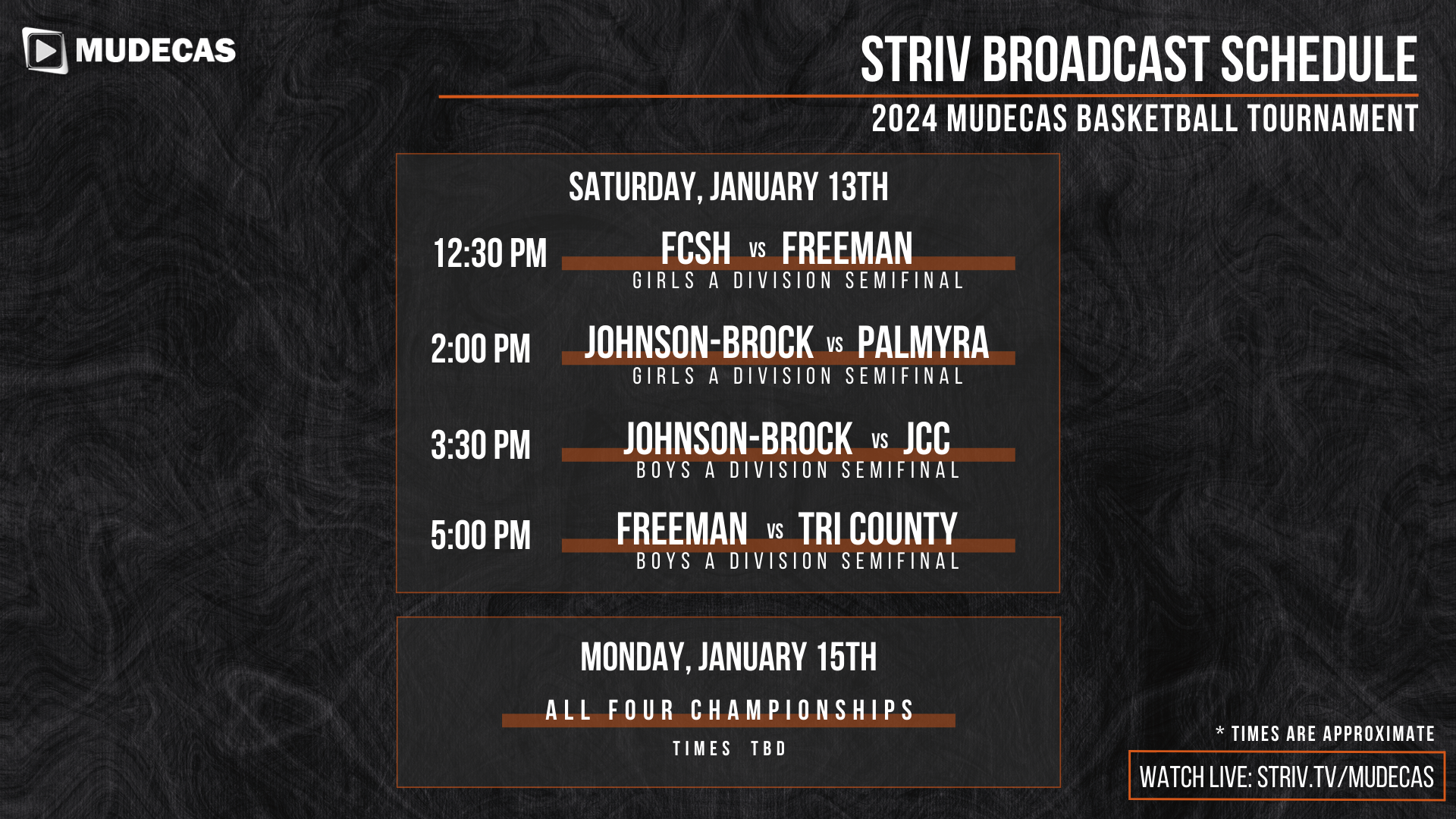 Updated broadcast schedule