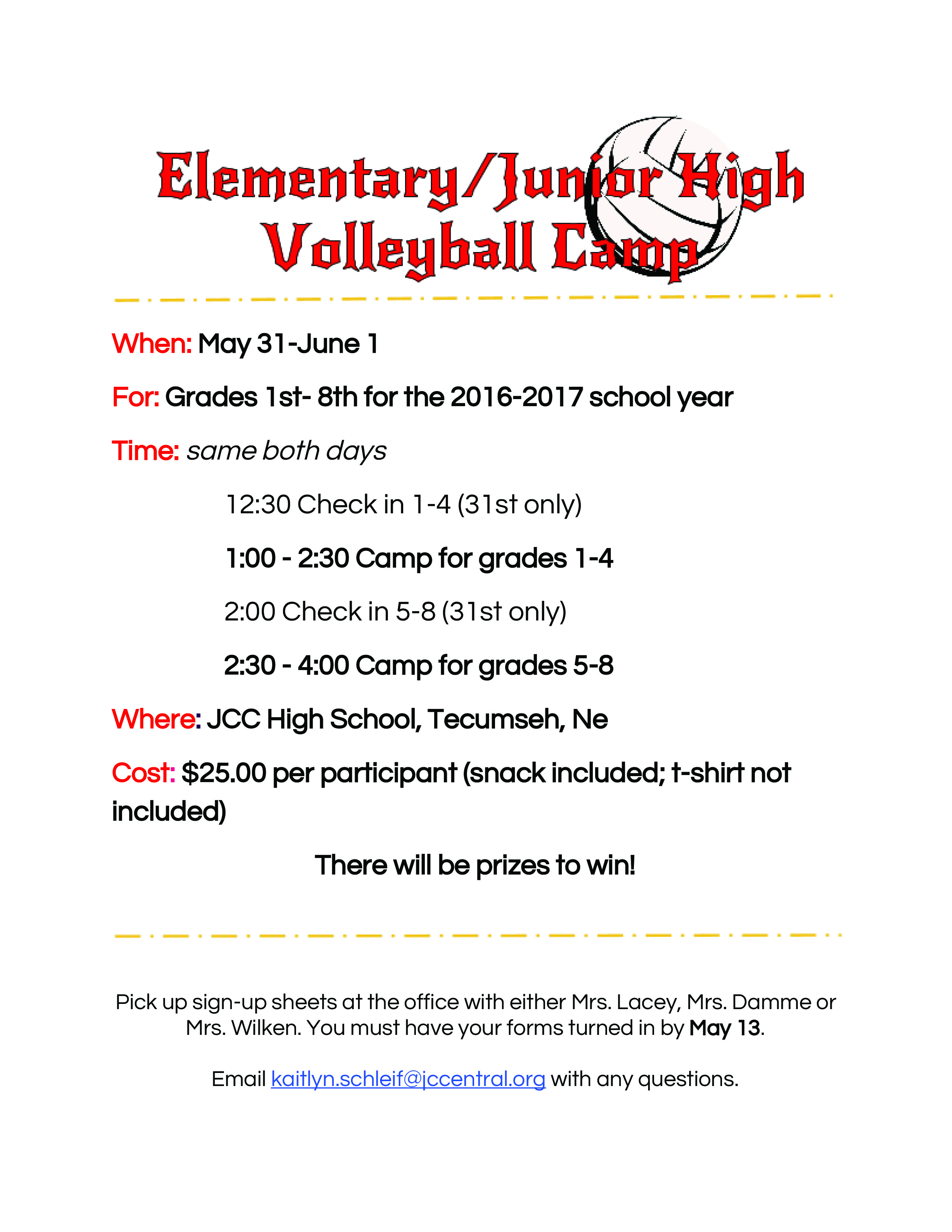 volleyball sign up sheet
