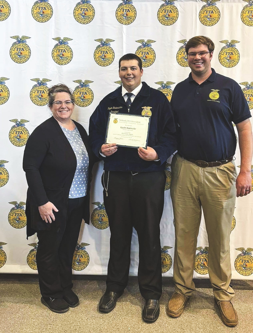 JCC FFA President, Kayden Badertscher, received his State FFA Degree