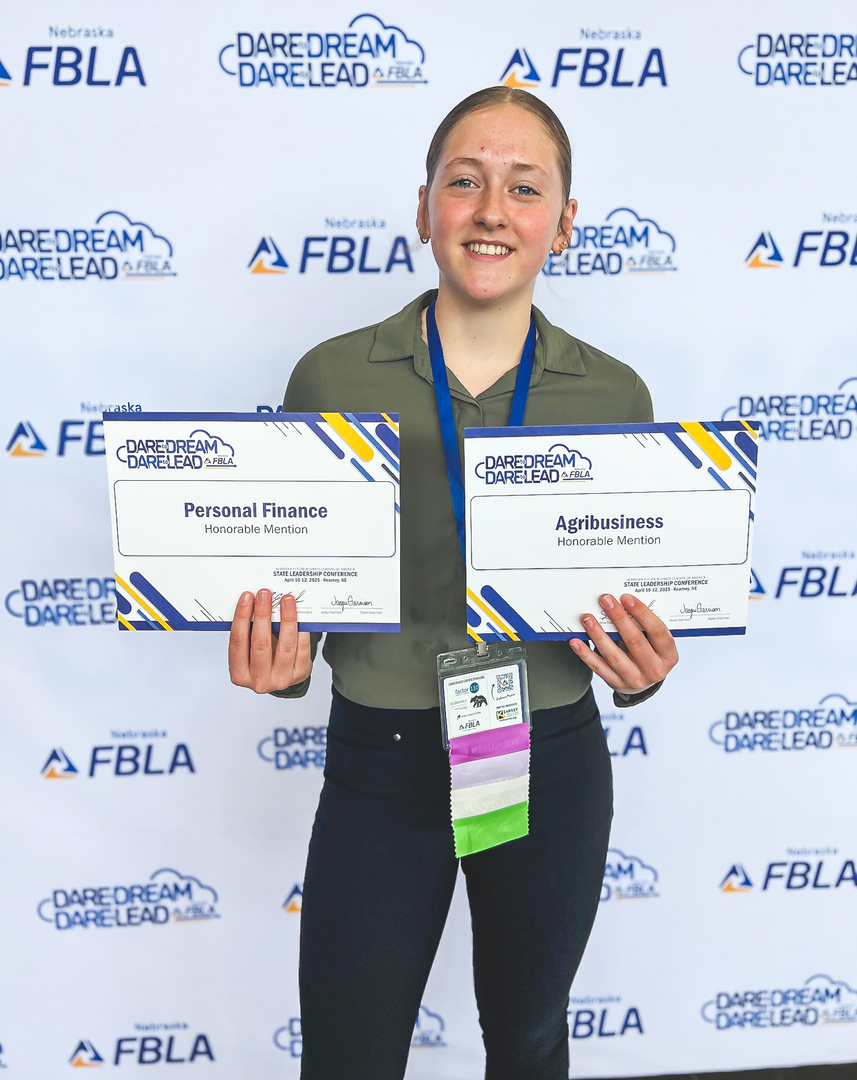 Saige Rother at 2025 State Leadership Conference - finishing Top 4% in Personal Finance and Agribusiness