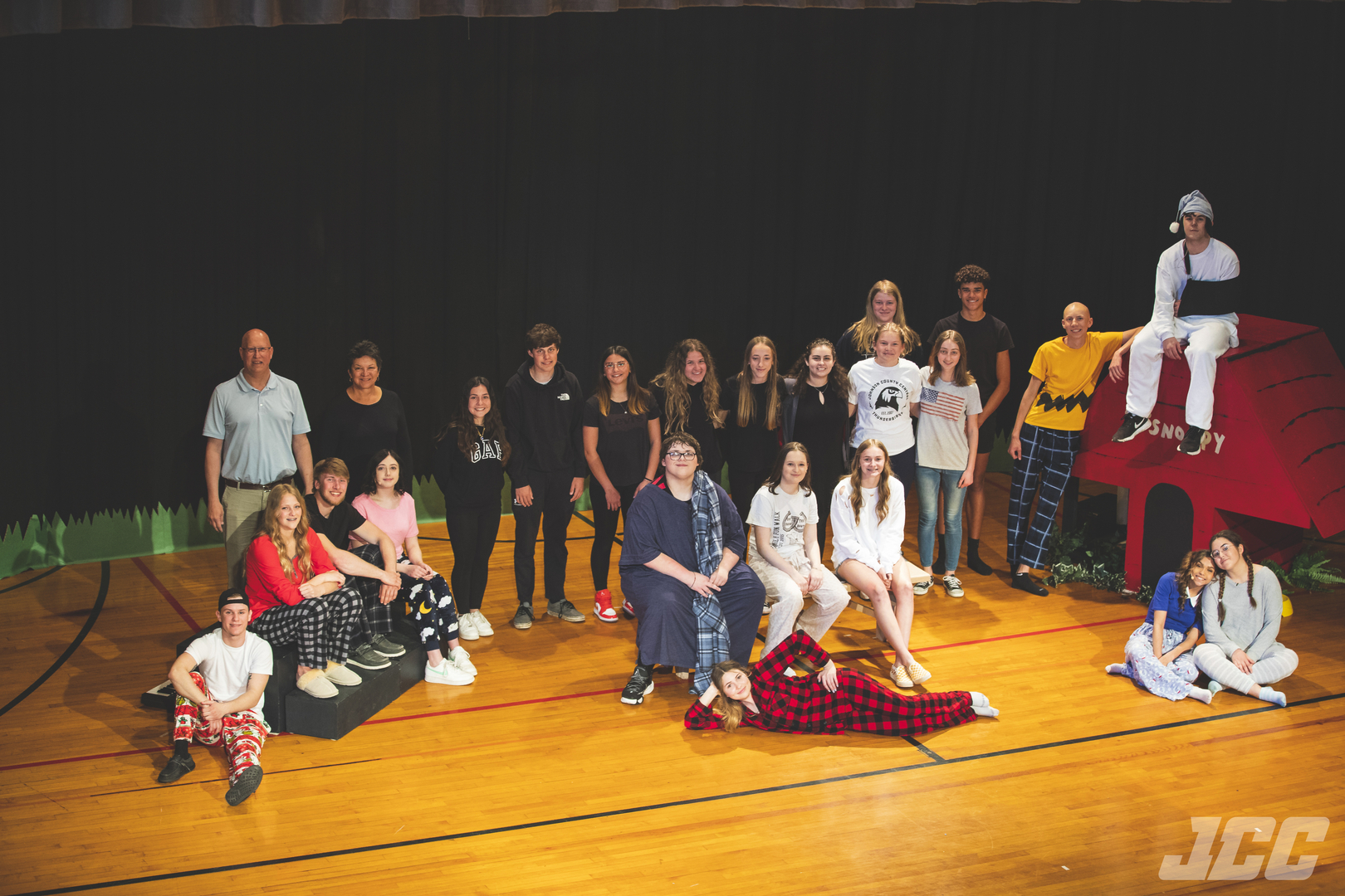 JCC Cast & Crew pictured on stage