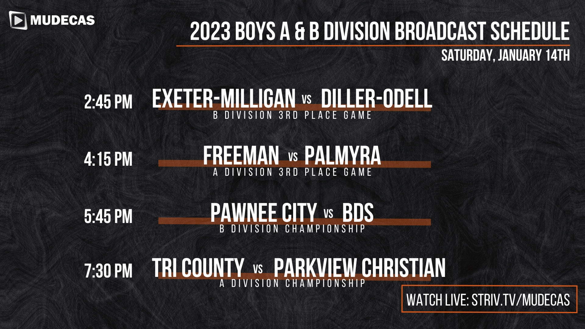 Boys Broadcast Schedule