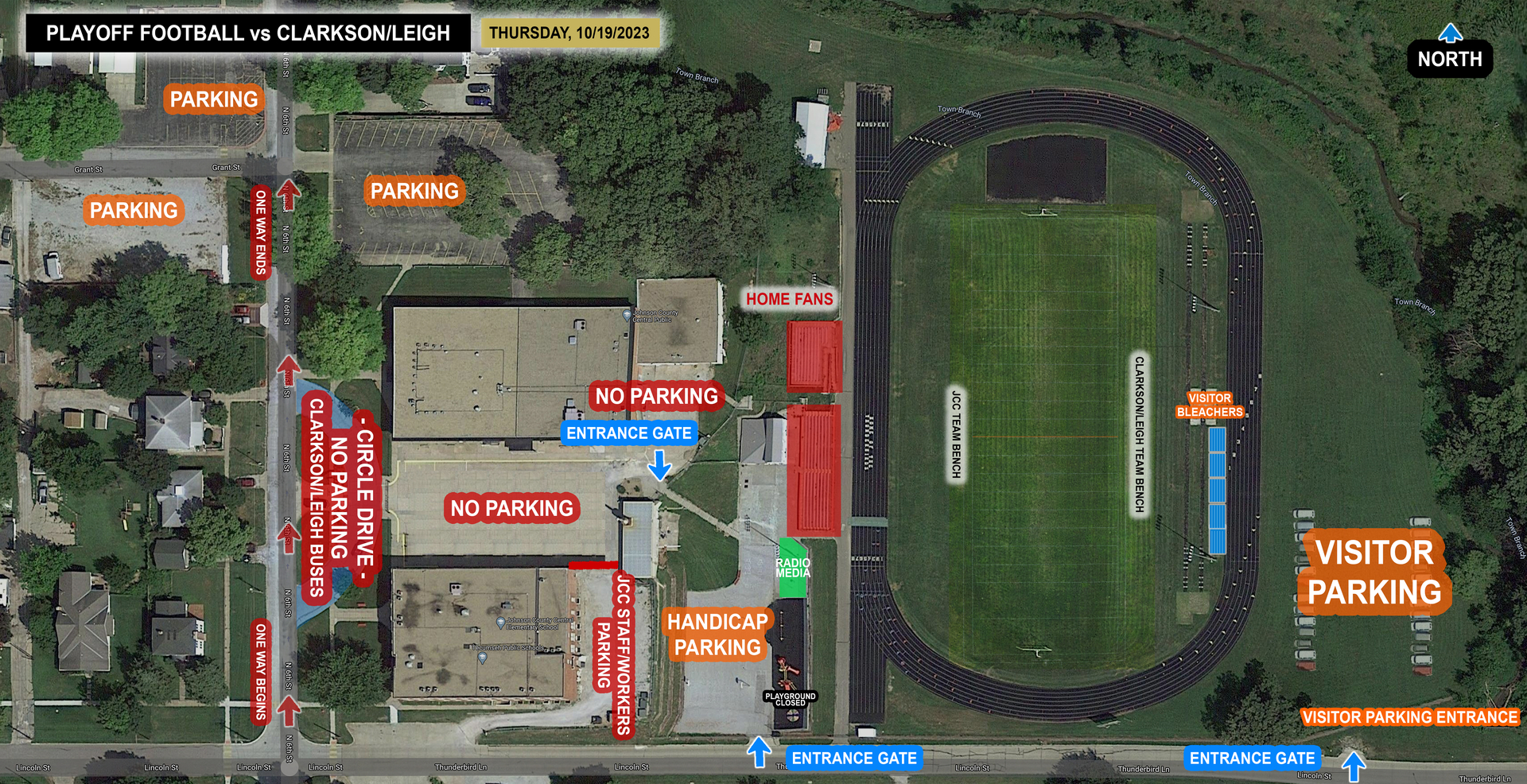 JCC Parking Map for Football vs Clarkson/Leigh