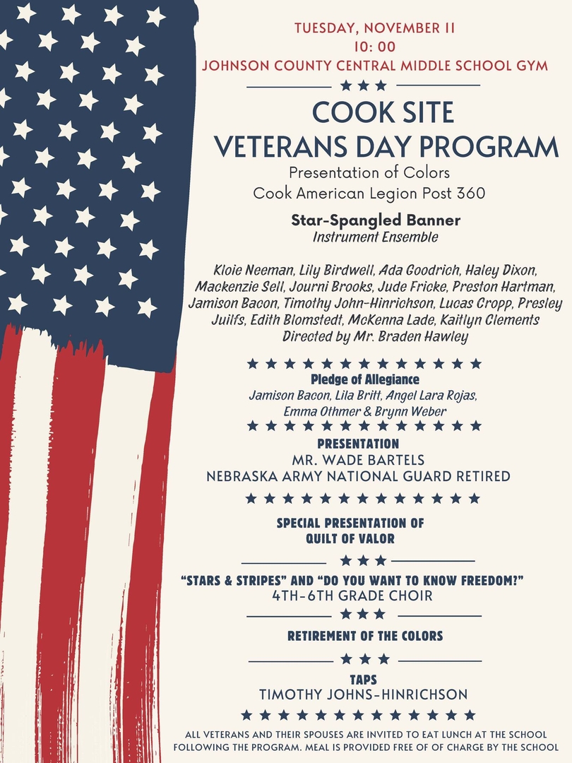 Cook Site Veterans Day Program