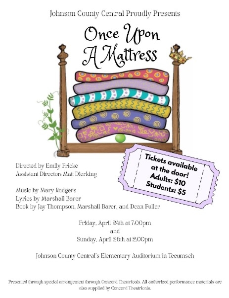 Flyer for JCC Musical production of Once Upon A Mattress