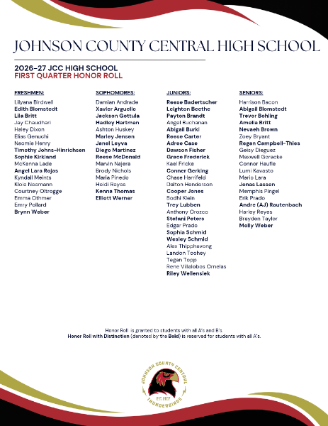 2026-27 JCC HS First Quarter Honor Roll